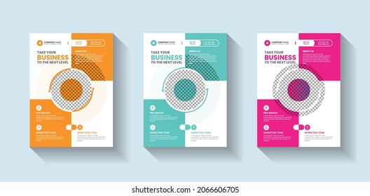 Template vector design for Brochure, AnnualReport, Magazine, Poster, Corporate Presentation, Portfolio, Flyer, infographic, layout modern with blue color size A4, Front and back, Easy to use and edit.