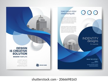 Template vector design for Brochure, AnnualReport, Magazine, Poster, Corporate Presentation, Portfolio, Flyer, infographic, layout modern with blue color size A4, Front and back, Easy to use and edit.