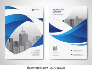 Template vector design for Brochure, AnnualReport, Magazine, Poster, Corporate Presentation, Portfolio, Flyer, infographic, layout modern with blue color size A4, Front and back, Easy to use and edit.