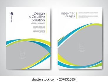 Template vector design for Brochure, AnnualReport, Magazine, Poster, Corporate Presentation, Portfolio, Flyer, infographic, layout modern with Green color size A4, Front and back, Easy to use.