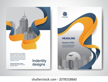 Template vector design for Brochure, AnnualReport, Magazine, Poster, Corporate Presentation, Portfolio, Flyer, infographic, layout modern with Orange color size A4, Front and back, Easy to use.