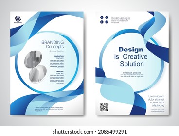 Template vector design for Brochure, AnnualReport, Magazine, Poster, Corporate Presentation, Portfolio, Flyer, infographic, layout modern with blue color size A4, Front and back, Easy to use and edit.