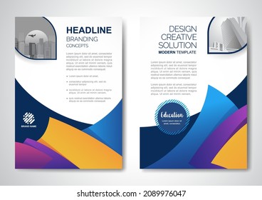 Template vector design for Brochure, AnnualReport, Magazine, Poster, Corporate Presentation, Portfolio, Flyer, infographic, layout modern with blue color size A4, Front and back, Easy to use and edit.