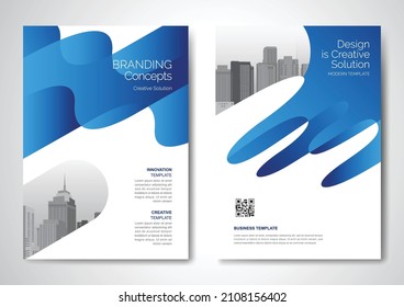 Template vector design for Brochure, AnnualReport, Magazine, Poster, Corporate Presentation, Portfolio, Flyer, infographic, layout modern with blue color size A4, Front and back, Easy to use and edit.