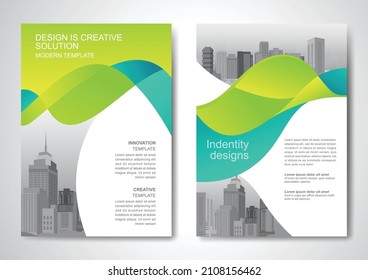 Template vector design for Brochure, AnnualReport, Magazine, Poster, Corporate Presentation, Portfolio, Flyer, infographic, layout modern with Green color size A4, Front and back, Easy to use.