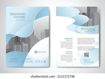 Template vector design for Brochure, AnnualReport, Magazine, Poster, Corporate Presentation, Portfolio, Flyer, infographic, layout modern with blue color size A4, Front and back, Easy to use and edit.