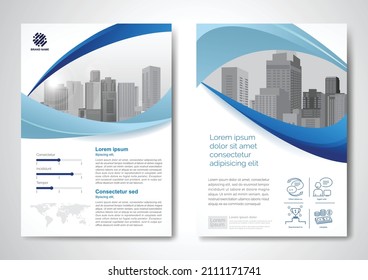 Template vector design for Brochure, AnnualReport, Magazine, Poster, Corporate Presentation, Portfolio, Flyer, infographic, layout modern with blue color size A4, Front and back, Easy to use and edit.