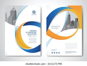 Template vector design for Brochure, AnnualReport, Magazine, Poster, Corporate Presentation, Portfolio, Flyer, infographic, layout modern with blue color size A4, Front and back, Easy to use and edit.