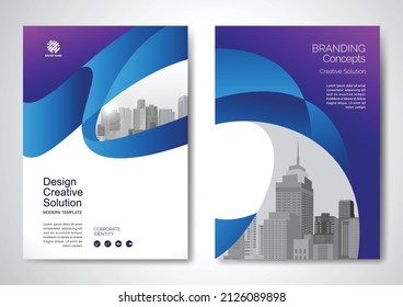 Template vector design for Brochure, AnnualReport, Magazine, Poster, Corporate Presentation, Portfolio, Flyer, infographic, layout modern with blue color size A4, Front and back, Easy to use and edit.