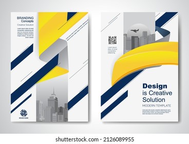 Template vector design for Brochure, AnnualReport, Magazine, Poster, Corporate Presentation, Portfolio, Flyer, infographic, layout modern with Orange color size A4, Front and back, Easy to use.