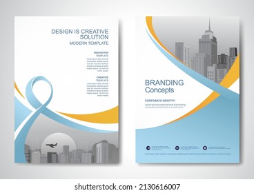 Template vector design for Brochure, AnnualReport, Magazine, Poster, Corporate Presentation, Portfolio, Flyer, infographic, layout modern with blue color size A4, Front and back, Easy to use and edit. - Shutterstock ID 2130616007