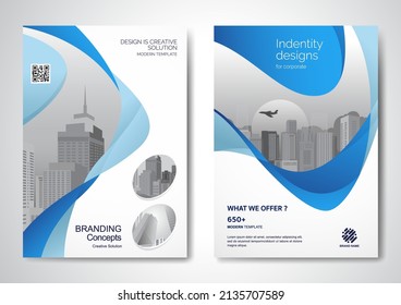 Template vector design for Brochure, AnnualReport, Magazine, Poster, Corporate Presentation, Portfolio, Flyer, infographic, layout modern with blue color size A4, Front and back, Easy to use and edit.