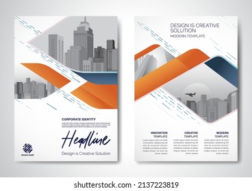 Template vector design for Brochure, AnnualReport, Magazine, Poster, Corporate Presentation, Portfolio, Flyer, infographic, layout modern with Orange color size A4, Front and back, Easy to use.