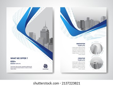 Template Vector Design For Brochure, AnnualReport, Magazine, Poster, Corporate Presentation, Portfolio, Flyer, Infographic, Layout Modern With Blue Color Size A4, Front And Back, Easy To Use And Edit.