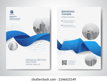 Template vector design for Brochure, AnnualReport, Magazine, Poster, Corporate Presentation, Portfolio, Flyer, infographic, layout modern with blue color size A4, Front and back, Easy to use and edit.