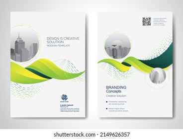 Template vector design for Brochure, AnnualReport, Magazine, Poster, Corporate Presentation, Portfolio, Flyer, infographic, layout modern with Green color size A4, Front and back, Easy to use.