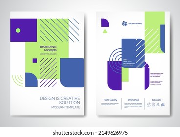 Template vector design for Brochure, AnnualReport, Magazine, Poster, Corporate Presentation, Portfolio, Flyer, infographic, layout modern with Green color size A4, Front and back, Easy to use.