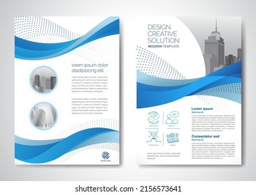 Template vector design for Brochure, AnnualReport, Magazine, Poster, Corporate Presentation, Portfolio, Flyer, infographic, layout modern with blue color size A4, Front and back, Easy to use and edit. - Shutterstock ID 2156573641