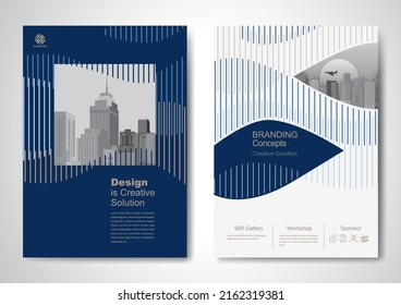 Template vector design for Brochure, AnnualReport, Magazine, Poster, Corporate Presentation, Portfolio, Flyer, infographic, layout modern with blue color size A4, Front and back, Easy to use and edit. - Shutterstock ID 2162319381