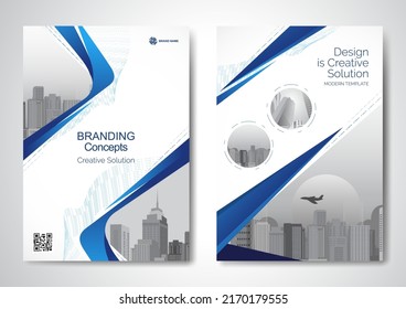 Template vector design for Brochure, AnnualReport, Magazine, Poster, Corporate Presentation, Portfolio, Flyer, infographic, layout modern with blue color size A4, Front and back, Easy to use and edit.