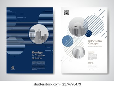 Template vector design for Brochure, AnnualReport, Magazine, Poster, Corporate Presentation, Portfolio, Flyer, infographic, layout modern with blue color size A4, Front and back, Easy to use and edit. - Shutterstock ID 2174798473
