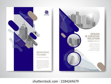 Template vector design for Brochure, AnnualReport, Magazine, Poster, Corporate Presentation, Portfolio, Flyer, infographic, layout modern with blue color size A4, Front and back, Easy to use and edit. - Shutterstock ID 2184269679
