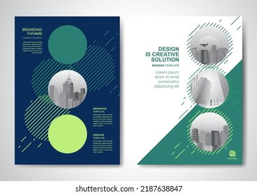 Template vector design for Brochure, AnnualReport, Magazine, Poster, Corporate Presentation, Portfolio, Flyer, infographic, layout modern with blue color size A4, Front and back, Easy to use and edit. - Shutterstock ID 2187638847