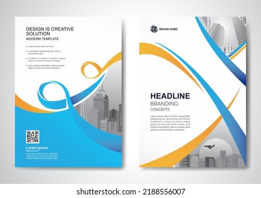 Template vector design for Brochure, AnnualReport, Magazine, Poster, Corporate Presentation, Portfolio, Flyer, infographic, layout modern with blue color size A4, Front and back, Easy to use and edit.