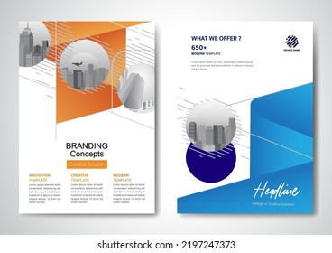 Diseño vectorial de plantilla para Brochure, AnnualReport, Magazine, Poster, Presentación Corporativa, Cartera, Volante, infografía, diseño moderno con color azul tamaño A4, Delante y posterior, Fácil de usar y editar.