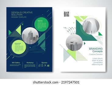 Template vector design for Brochure, AnnualReport, Magazine, Poster, Corporate Presentation, Portfolio, Flyer, infographic, layout modern with Green color size A4, Front and back, Easy to use.