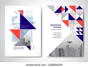 Template vector design for Brochure, AnnualReport, Magazine, Poster, Corporate Presentation, Portfolio, Flyer, infographic, layout modern with blue color size A4, Front and back, Easy to use and edit.