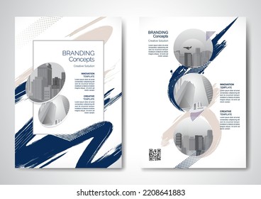 Template vector design for Brochure, AnnualReport, Magazine, Poster, Corporate Presentation, Portfolio, Flyer, infographic, layout modern with blue color size A4, Front and back, Easy to use and edit.