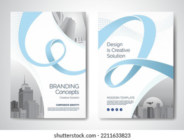 Template vector design for Brochure, AnnualReport, Magazine, Poster, Corporate Presentation, Portfolio, Flyer, infographic, layout modern with blue color size A4, Front and back, Easy to use and edit.