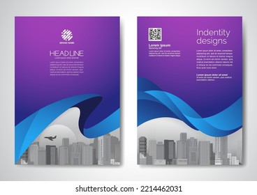 Template vector design for Brochure, AnnualReport, Magazine, Poster, Corporate Presentation, Portfolio, Flyer, infographic, layout modern with blue color size A4, Front and back, Easy to use and edit.