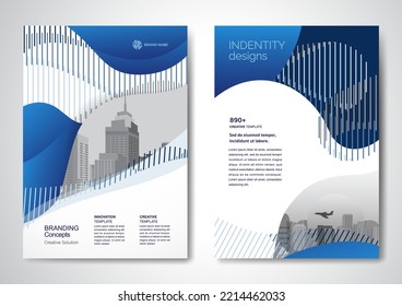 Template vector design for Brochure, AnnualReport, Magazine, Poster, Corporate Presentation, Portfolio, Flyer, infographic, layout modern with blue color size A4, Front and back, Easy to use and edit.