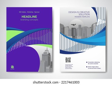 Template vector design for Brochure, AnnualReport, Magazine, Poster, Corporate Presentation, Portfolio, Flyer, infographic, layout modern with blue color size A4, Front and back, Easy to use and edit.