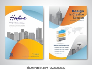 Template Vektordesign für Broschüre, AnnualReport, Magazine, Poster, Corporate Presentation, Portfolio, Flyer, Infografik, Layout modern mit blauer Farbgröße A4, Front und Back, einfach zu bedienen und zu bearbeiten.