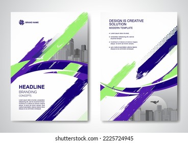 Template vector design for Brochure, AnnualReport, Magazine, Poster, Corporate Presentation, Portfolio, Flyer, infographic, layout modern with blue color size A4, Front and back, Easy to use and edit.