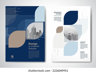 Template Vektordesign für Broschüre, AnnualReport, Magazine, Poster, Corporate Presentation, Portfolio, Flyer, Infografik, Layout modern mit blauer Farbgröße A4, Front und Back, einfach zu bedienen und zu bearbeiten.