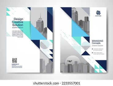 Template vector design for Brochure, AnnualReport, Magazine, Poster, Corporate Presentation, Portfolio, Flyer, infographic, layout modern with blue color size A4, Front and back, Easy to use and edit.