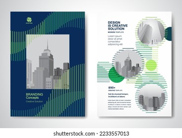 Template vector design for Brochure, AnnualReport, Magazine, Poster, Corporate Presentation, Portfolio, Flyer, infographic, layout modern with blue color size A4, Front and back, Easy to use and edit. - Shutterstock ID 2233557013
