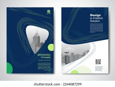 Template vector design for Brochure, AnnualReport, Magazine, Poster, Corporate Presentation, Portfolio, Flyer, infographic, layout modern with blue color size A4, Front and back, Easy to use and edit.