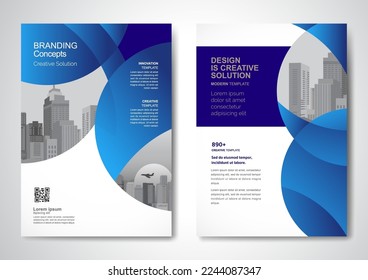 Template vector design for Brochure, AnnualReport, Magazine, Poster, Corporate Presentation, Portfolio, Flyer, infographic, layout modern with blue color size A4, Front and back, Easy to use and edit.