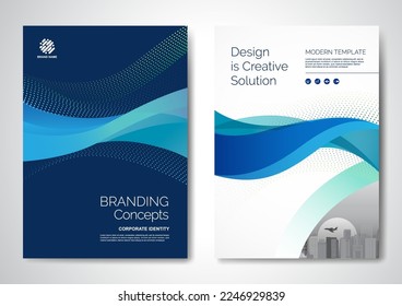 Template vector design for Brochure, AnnualReport, Magazine, Poster, Corporate Presentation, Portfolio, Flyer, infographic, layout modern with blue color size A4, Front and back, Easy to use and edit. - Shutterstock ID 2246929839