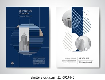 Template vector design for Brochure, AnnualReport, Magazine, Poster, Corporate Presentation, Portfolio, Flyer, infographic, layout modern with blue color size A4, Front and back, Easy to use and edit. - Shutterstock ID 2246929841