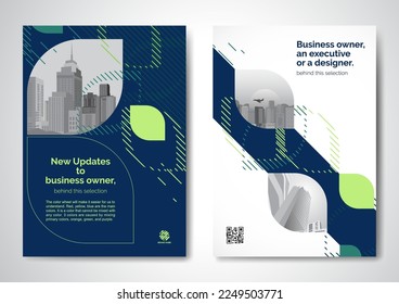 Template vector design for Brochure, AnnualReport, Magazine, Poster, Corporate Presentation, Portfolio, Flyer, infographic, layout modern with blue color size A4, Front and back, Easy to use and edit.