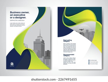 Template vector design for Brochure, AnnualReport, Magazine, Poster, Corporate Presentation, Portfolio, Flyer, infographic, layout modern with Green color size A4, Front and back, Easy to use.