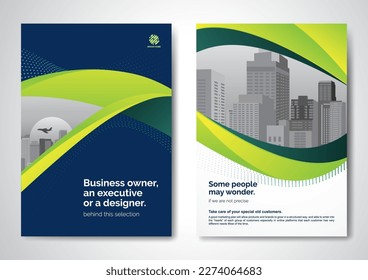 Template vector design for Brochure, AnnualReport, Magazine, Poster, Corporate Presentation, Portfolio, Flyer, infographic, layout modern with blue color size A4, Front and back, Easy to use and edit.