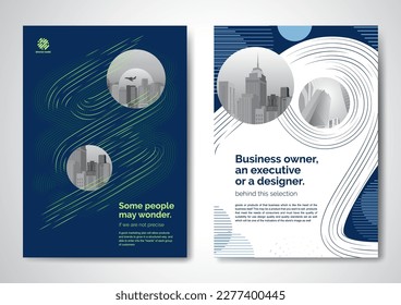 Template vector design for Brochure, AnnualReport, Magazine, Poster, Corporate Presentation, Portfolio, Flyer, infographic, layout modern with blue color size A4, Front and back, Easy to use and edit.