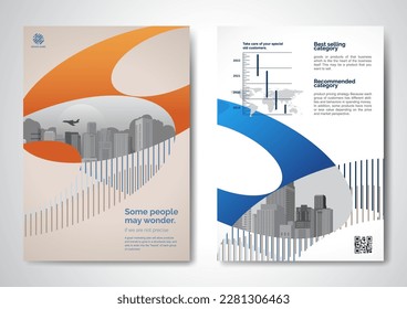 Template vector design for Brochure, AnnualReport, Magazine, Poster, Corporate Presentation, Portfolio, Flyer, infographic, layout modern with blue color size A4, Front and back, Easy to use and edit.